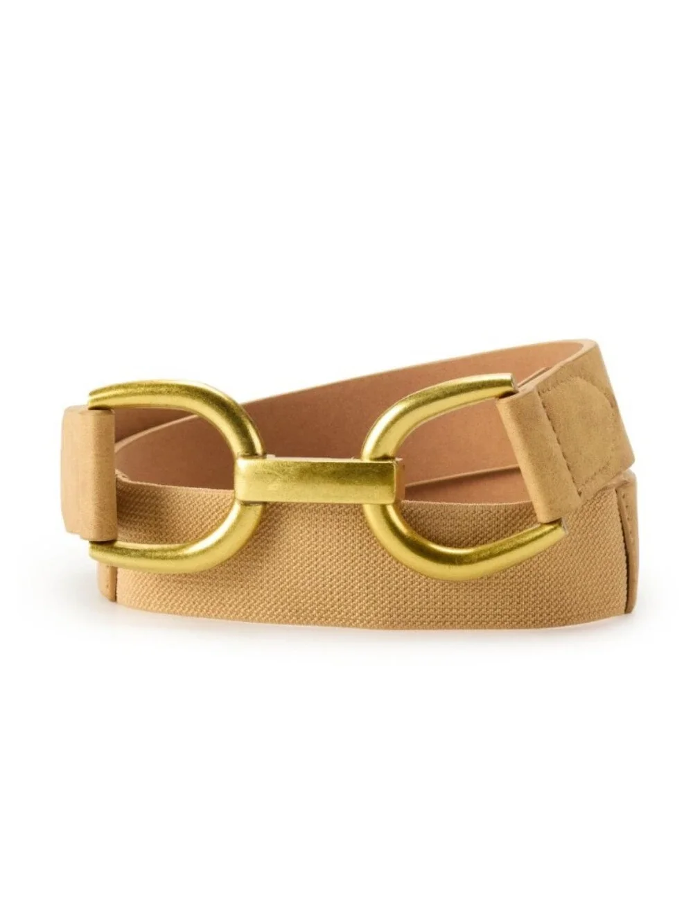 Kohl's Tan Leather Belt with Brass D-Ring Hardware S/M